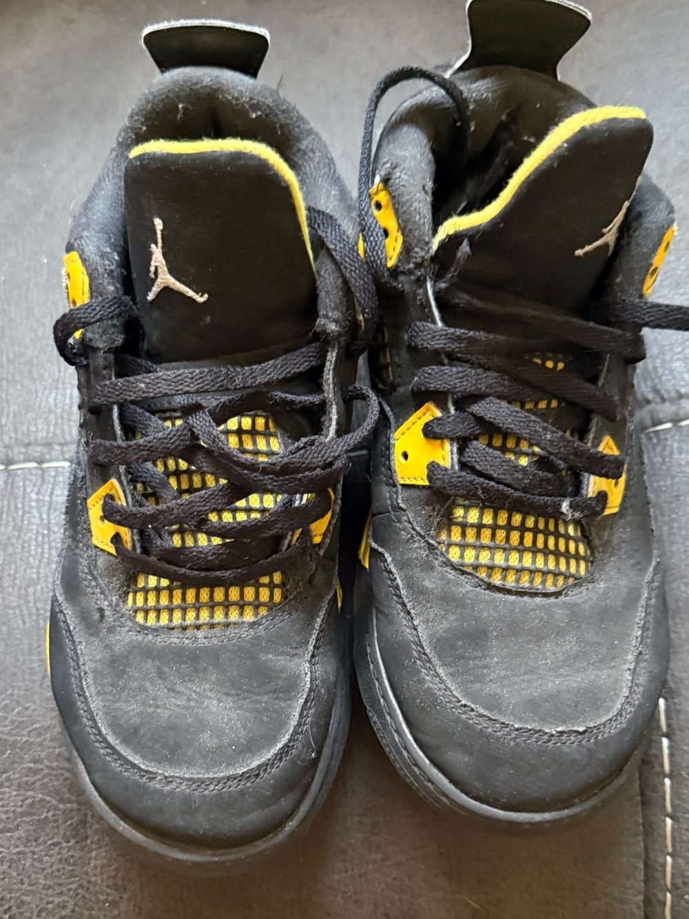 Jordan Kids Black and Yellow Retro Sneakers